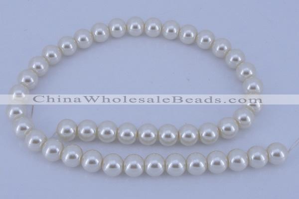 CGL14 10PCS 16 inches 8mm round dyed glass pearl beads wholesale