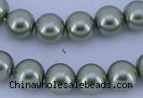 CGL206 5PCS 16 inches 12mm round dyed glass pearl beads wholesale