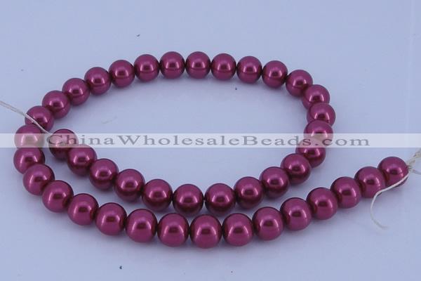 CGL318 5PCS 16 inches 16mm round dyed glass pearl beads wholesale