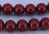 CGL325 5PCS 16 inches 10mm round dyed glass pearl beads wholesale