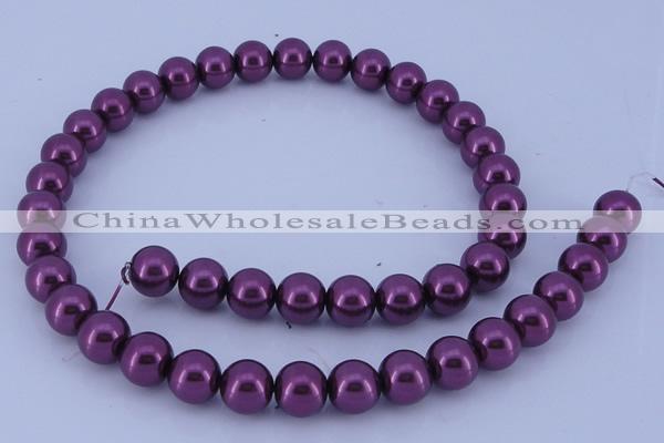 CGL333 10PCS 16 inches 6mm round dyed glass pearl beads wholesale