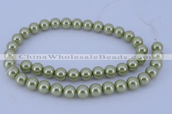 CGL365 5PCS 16 inches 10mm round dyed glass pearl beads wholesale