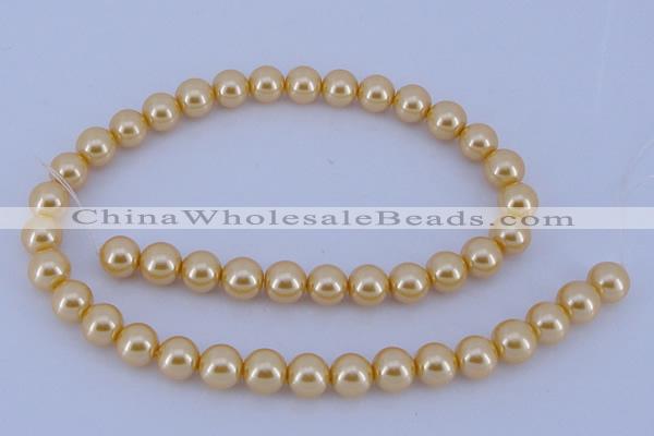 CGL55 5PCS 16 inches 10mm round dyed glass pearl beads wholesale