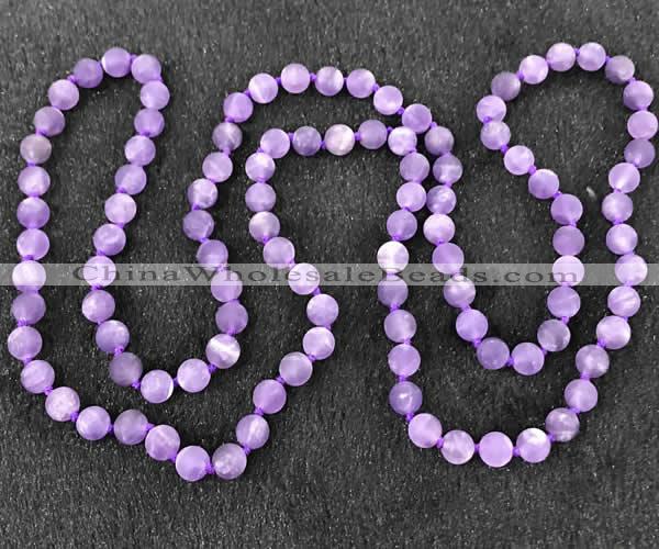 CGN1000 8mm round matte amethyst 108 beads mala necklaces