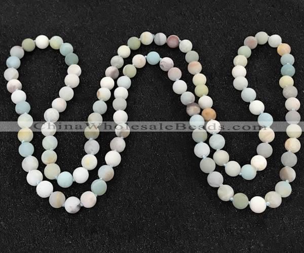 CGN1002 8mm round matte amazonite 108 beads mala necklaces