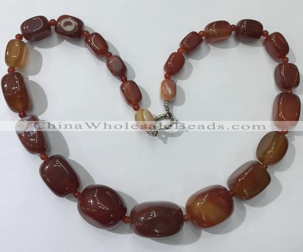 CGN125 22 inches 10*14mm - 20*30mm nuggets red agate necklaces