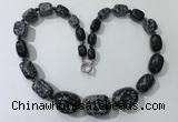 CGN132 22 inches 10*14mm - 20*30mm nuggets snowflake obsidian necklaces