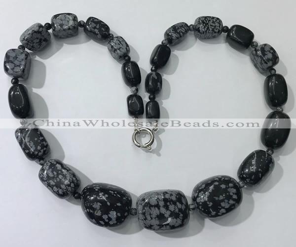 CGN132 22 inches 10*14mm - 20*30mm nuggets snowflake obsidian necklaces