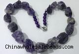 CGN141 19.5 inches 10*14mm - 20*30mm nuggets amethyst necklaces