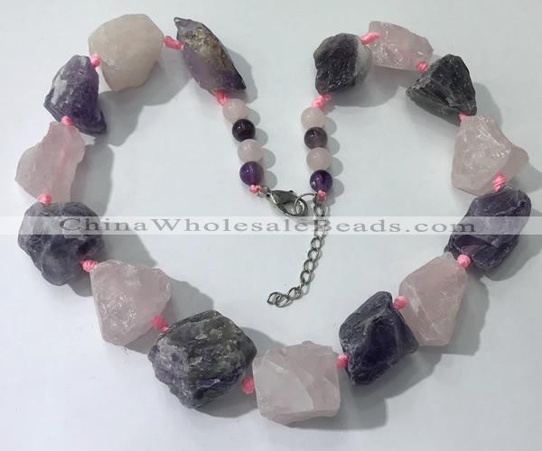 CGN147 19.5 inches 10*14mm - 20*30mm nuggets mixed quartz necklaces