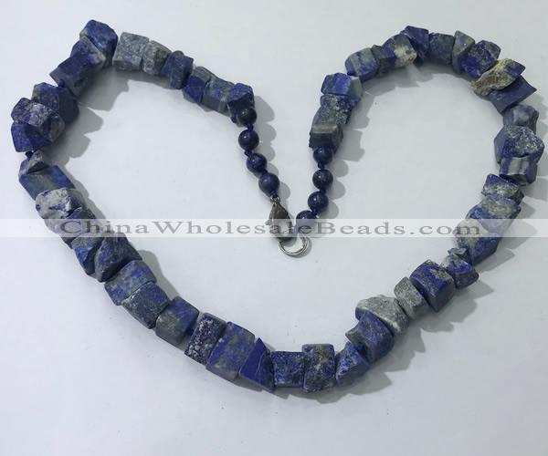 CGN163 18.5 inches 12*16mm - 13*18mm nuggets lapis lazuli necklaces