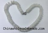 CGN170 20 inches 7*12mm - 9*12mm tyre matte white crystal necklaces