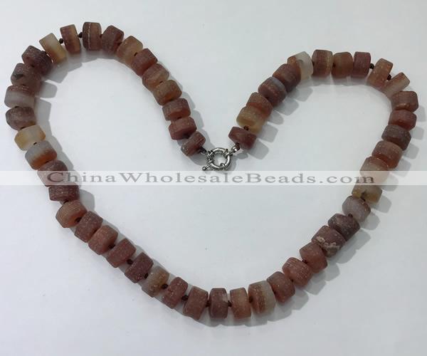 CGN177 20 inches 7*12mm - 9*12mm tyre matte red agate necklaces