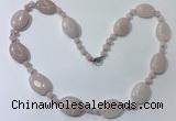 CGN200 22 inches 6mm round & 18*25mm oval rose quartz necklaces