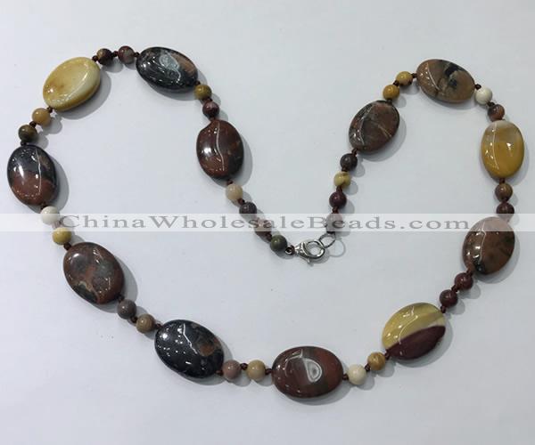 CGN204 22 inches 6mm round & 18*25mm oval mookaite necklaces