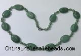 CGN209 22 inches 6mm round & 18*25mm oval green aventurine necklaces