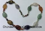 CGN210 22 inches 6mm round & 18*25mm oval mixed gemstone necklaces