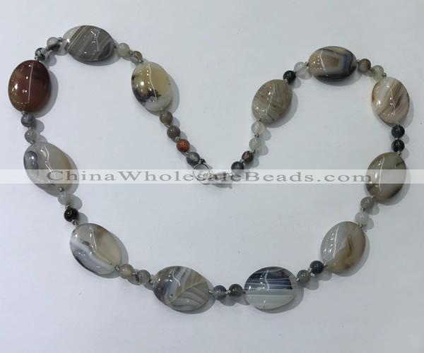 CGN215 22 inches 6mm round & 18*25mm oval agate necklaces