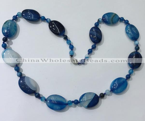 CGN219 22 inches 6mm round & 18*25mm oval agate necklaces