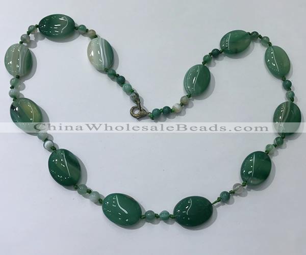CGN221 22 inches 6mm round & 18*25mm oval agate necklaces