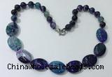 CGN255 20.5 inches 8mm round & 18*25mm oval agate necklaces