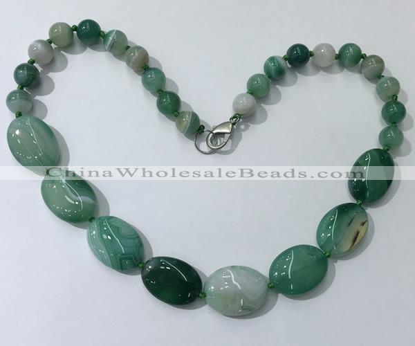 CGN257 20.5 inches 8mm round & 18*25mm oval agate necklaces