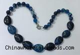 CGN261 20.5 inches 8mm round & 18*25mm flat teardrop agate necklaces