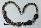 CGN271 18.5 inches 8mm round & 18*25mm oval agate beaded necklaces