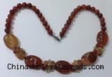 CGN275 18.5 inches 8mm round & 18*25mm oval agate beaded necklaces