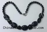 CGN278 18.5 inches 8mm round & 18*25mm oval agate beaded necklaces