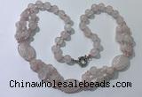 CGN290 24.5 inches chinese crystal & rose quartz beaded necklaces