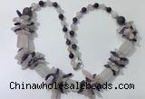 CGN302 27.5 inches chinese crystal & mixed quartz beaded necklaces