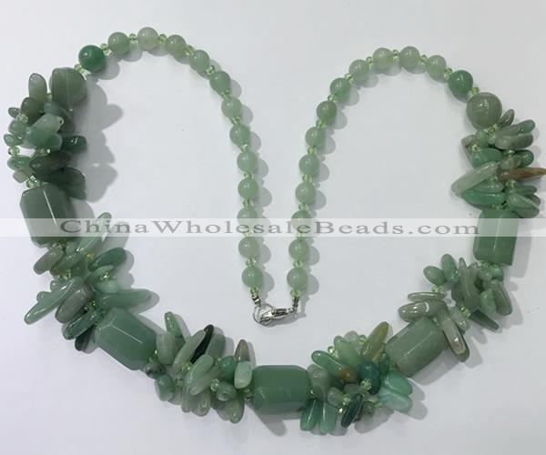 CGN312 27.5 inches chinese crystal & green aventurine beaded necklaces