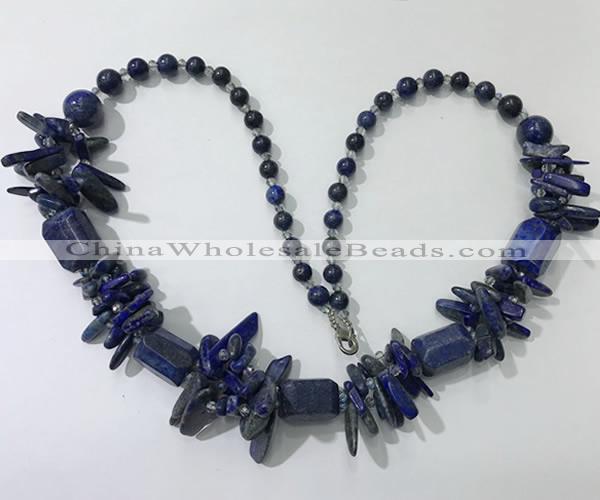 CGN313 27.5 inches chinese crystal & lapis lazuli beaded necklaces