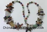 CGN318 27.5 inches chinese crystal & mixed gemstone beaded necklaces