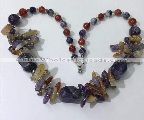 CGN331 20.5 inches chinese crystal & mixed gemstone beaded necklaces