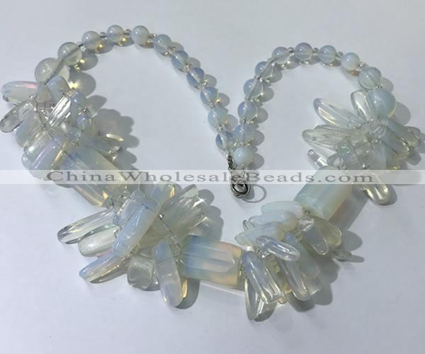 CGN334 20.5 inches chinese crystal & opal beaded necklaces