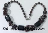 CGN341 20.5 inches chinese crystal & garnet beaded necklaces