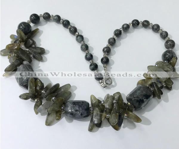 CGN342 20.5 inches chinese crystal & labradorite beaded necklaces