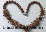 CGN359 19.5 inches chinese crystal & goldstone beaded necklaces