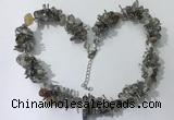 CGN409 19.5 inches chinese crystal & grey agate chips beaded necklaces