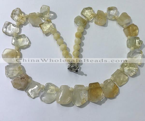 CGN430 20 inches freeform citrine gemstone beaded necklaces