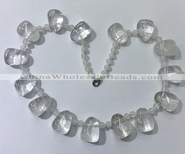 CGN440 21.5 inches freeform white crystal gemstone beaded necklaces