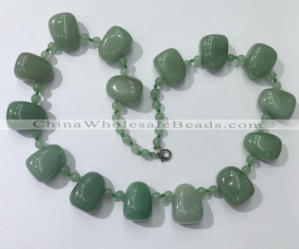 CGN442 21.5 inches freeform green aventurine beaded necklaces