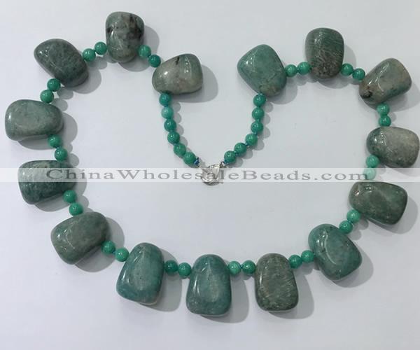 CGN443 21.5 inches freeform amazonite beaded necklaces