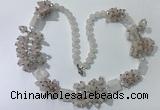 CGN450 25.5 inches chinese crystal & rose quartz beaded necklaces