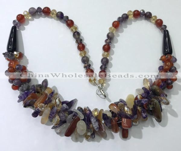 CGN461 22 inches chinese crystal & mixed gemstone beaded necklaces