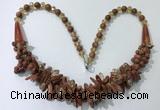 CGN464 22 inches chinese crystal & goldstone beaded necklaces