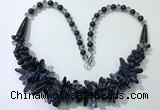 CGN466 22 inches chinese crystal & blue goldstone beaded necklaces