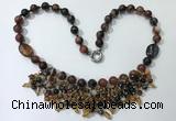 CGN476 21.5 inches chinese crystal & striped agate beaded necklaces